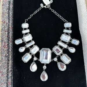 Elegant Silver Crystal Statement Necklace